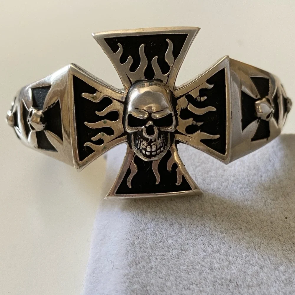 925 Silver bangle skull bracelet skulls